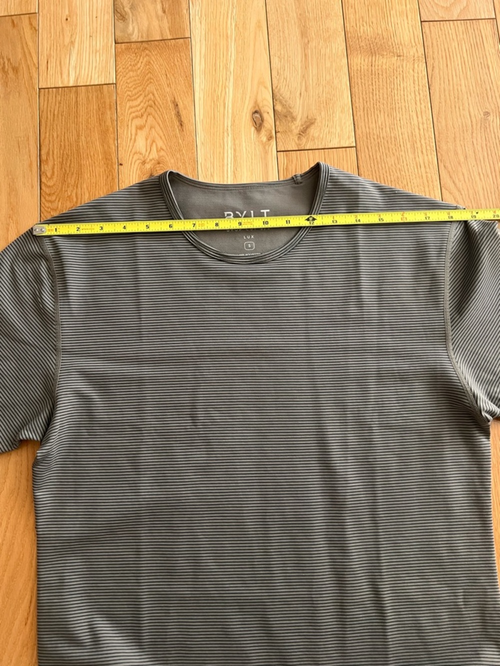 NEW Bylt Mens Drop Cut SS Lux Premium Basic Brown Striped Shirt Athletic Fit S - Picture 8 of 11